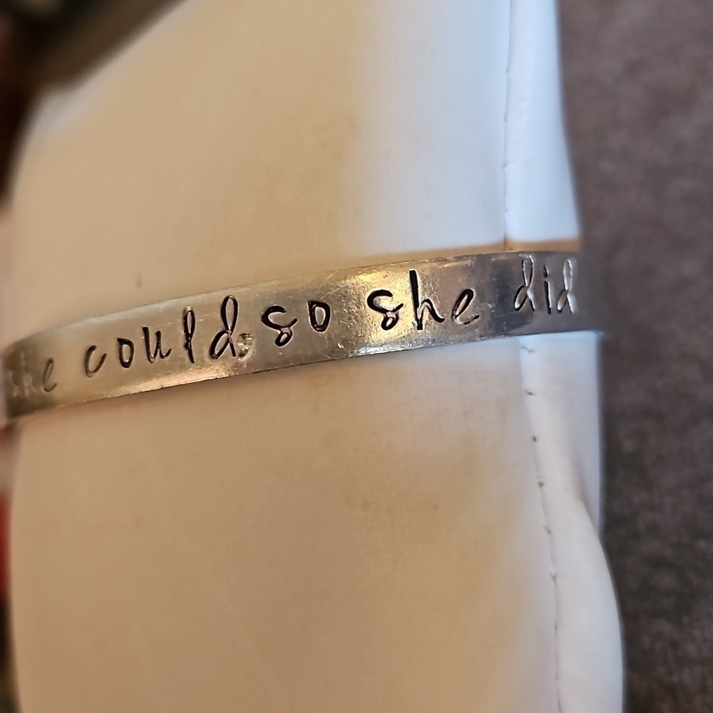 5/$25 Metal "She Believed She Could So She Did" Quote Cuff Bracelet - Picture 4 of 7